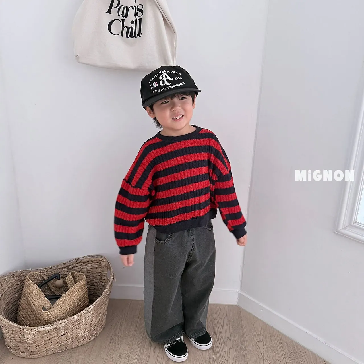 꽈배기니트맨투맨 착장