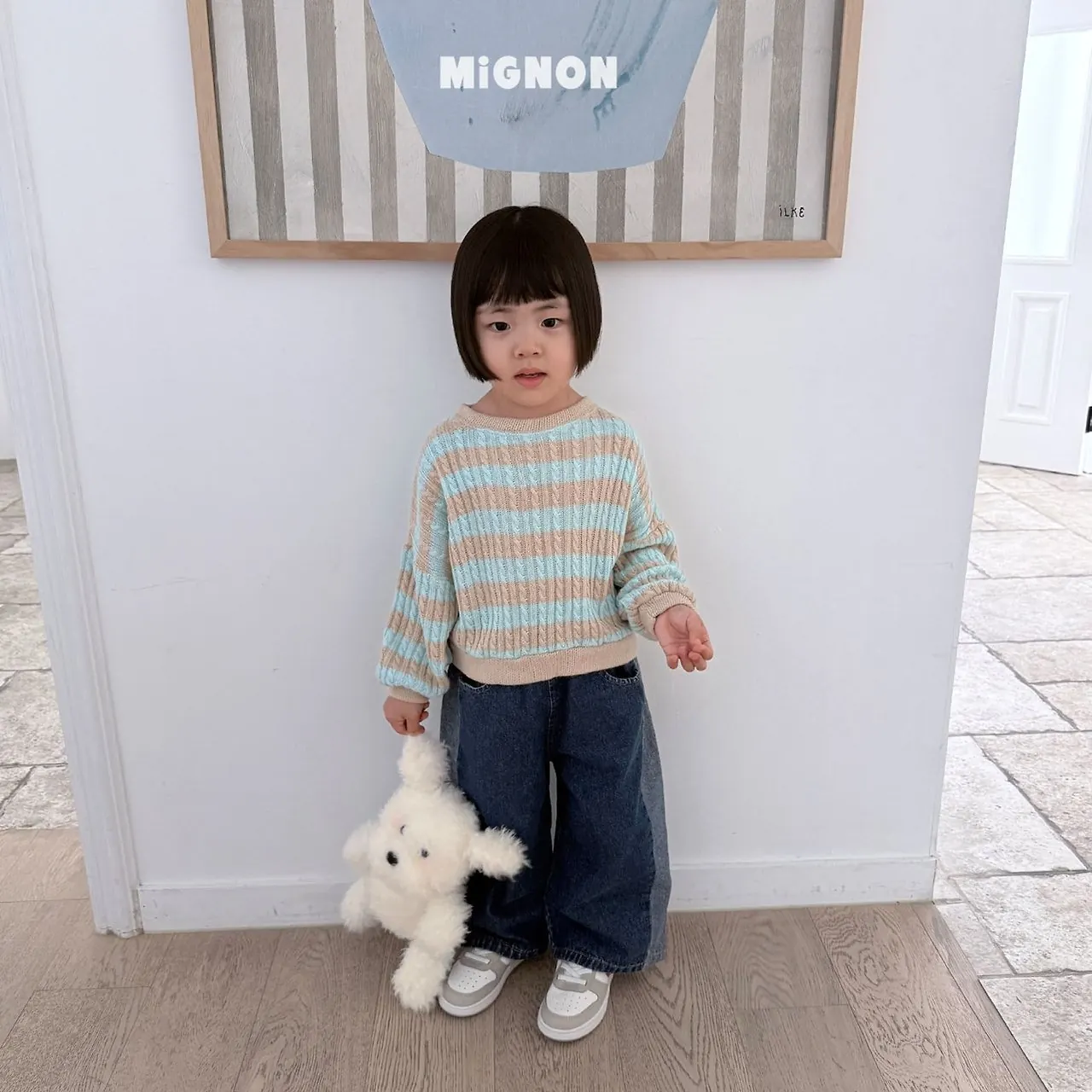 꽈배기니트맨투맨 착장